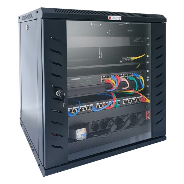 Techly Professional Armadio Rack 19'' a Muro 15 Unità P.600 mm Flat Pack Nero - immagine 4