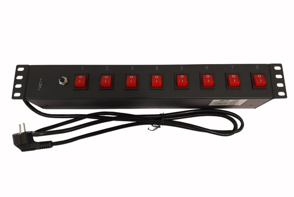 Techly Professional Multipresa a 8 Posti da Rack 19'' con 8 Interruttori Luminosi 1,5U - immagine 7