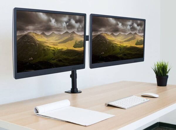 Techly Supporto da Scrivania per 2 Monitor 13-27'' Installazione con Morsetto o Vite Passante - immagine 8