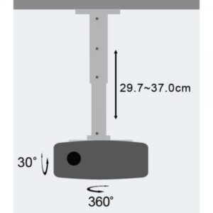 Techly Supporto a Soffitto per Proiettori Estensione 30-37 cm Silver