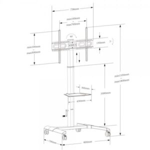 Techly Trolley da Pavimento con Mensola per TV LCD/LED/Plasma 32-70''