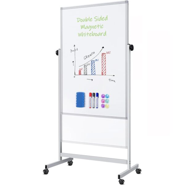 Techly Lavagna Magnetica Bifacciale 80x120cm con Ruote e Altezza Regolabile - immagine 4