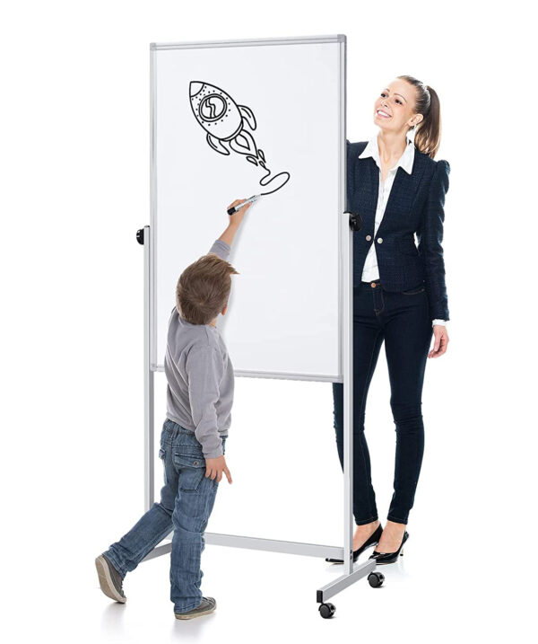Techly Lavagna Magnetica Bifacciale 80x120cm con Ruote e Altezza Regolabile - immagine 8