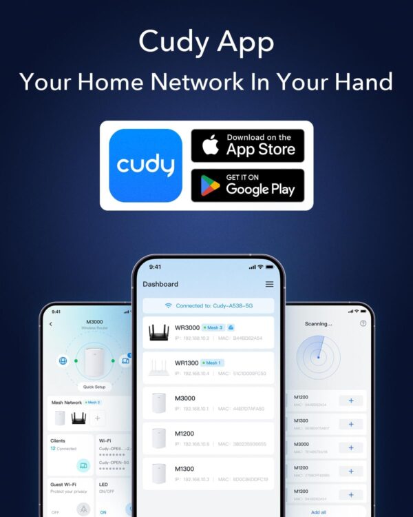 Cudy Mesh Router Wi-Fi 6 AX3000 Dual Band 2,5 Gbps WAN, WR3000H - immagine 7
