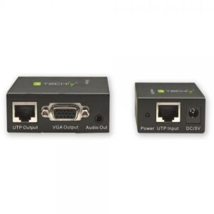 Techly Amplificatore Extender VGA e Audio su Cavo di Rete