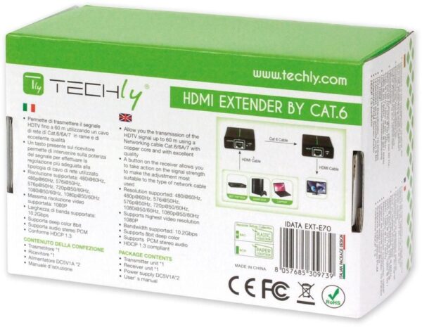 Techly Extender HDMI™ Full HD 3D su cavo Cat. 5E/6/6A/7 fino 60 metri - immagine 9