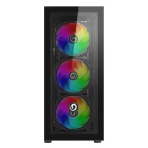 NUWO CASE ATX RODAN R601 0.5MM SPCC USB3.0/2.0 4 FAN 12CM ARGB FRONT GLASS SIDE GLASS NERO