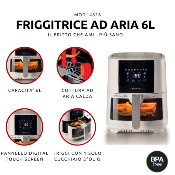 Ariete Friggitrice ad Aria 6L Bianco - immagine 3